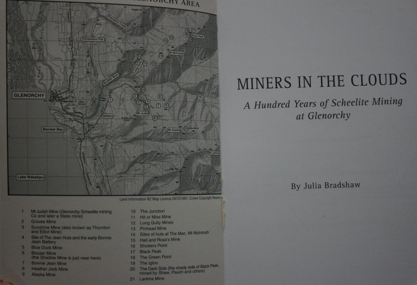 Miners in the Clouds: A Hundred Years of Scheelite Mining at Glenorchy by Julia Bradshaw. SCARCE.