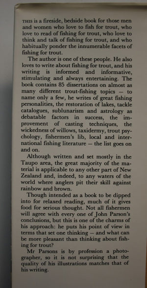 A Taupo season. A bedside book for trout fishermen. by Parsons, John