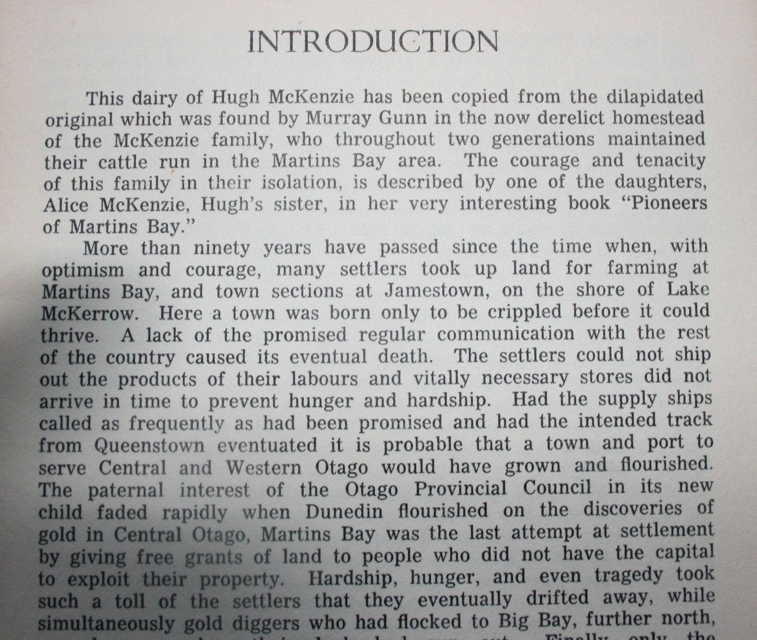 The Diary of Hugh McKenzie of Martins Bay 1918-1919.