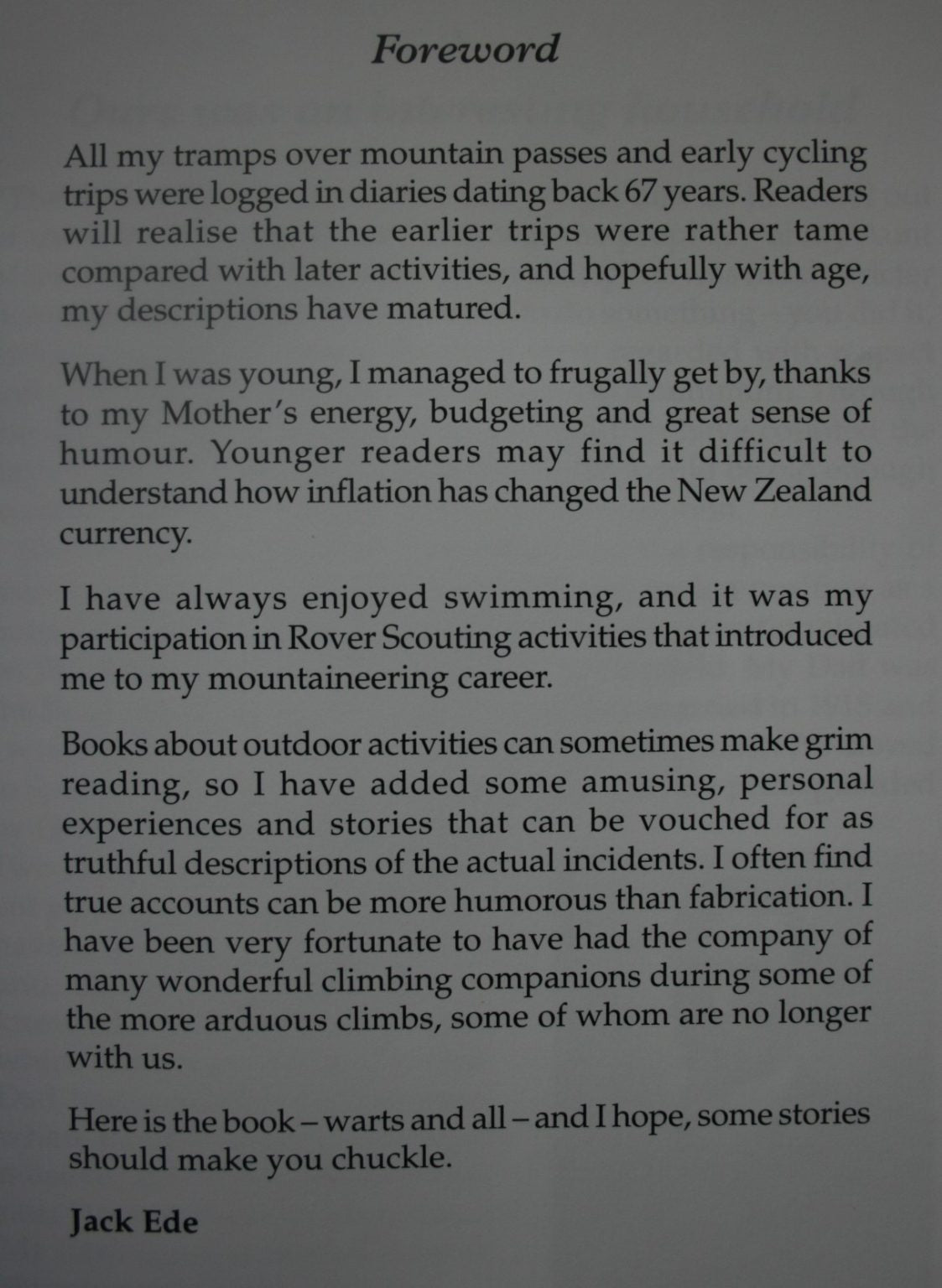 I've Lived Another Year. Adventure and Survival in the NZ Outdoors. By Jack Ede. SCARCE.