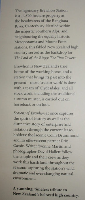 Seasons of Erewhon The Enduring Legacy Of A High Country Station By Yvonne Martin, David Hallett.