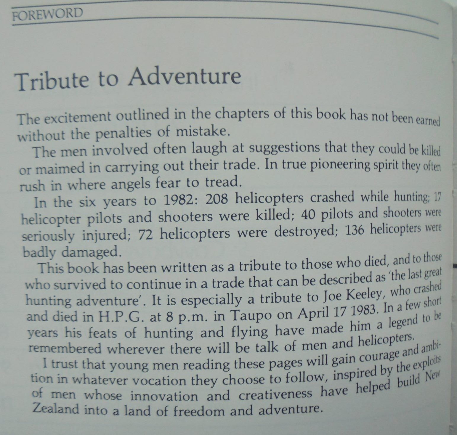 The Chopper Boys New Zealand's Helicopter Hunters. 1983 FIRST EDITION