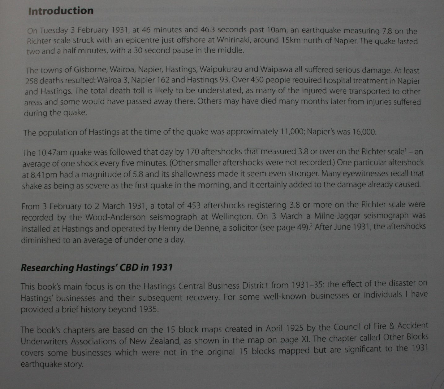 From Disaster to Recovery the Hastings CBD 1931-35 By Michael Fowler.