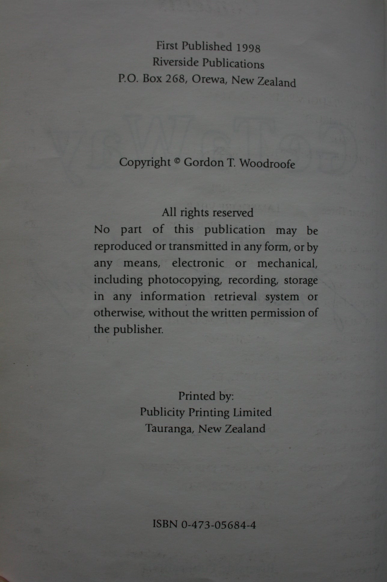 Getaway by Gordon Thomson Woodroofe. SIGNED BY AUTHOR.