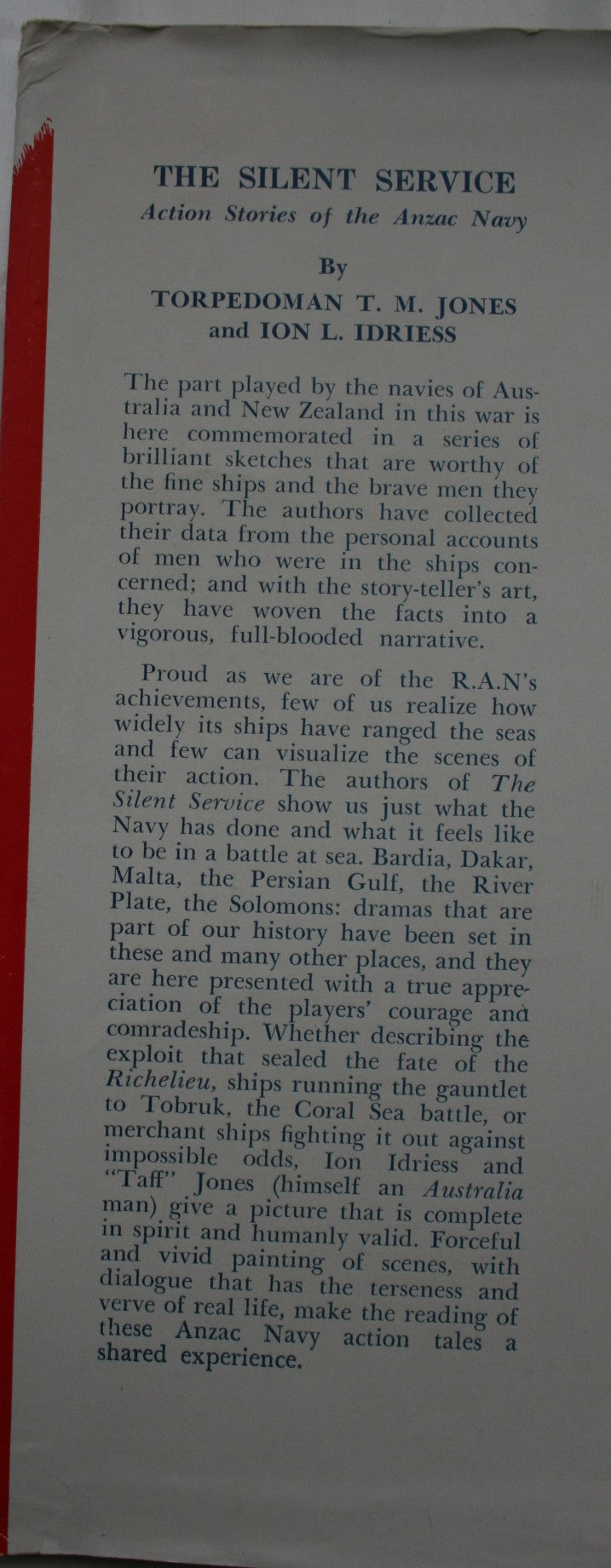 The Silent Service. Anzac Navy. by Ion Idriess. 1944. First Edition