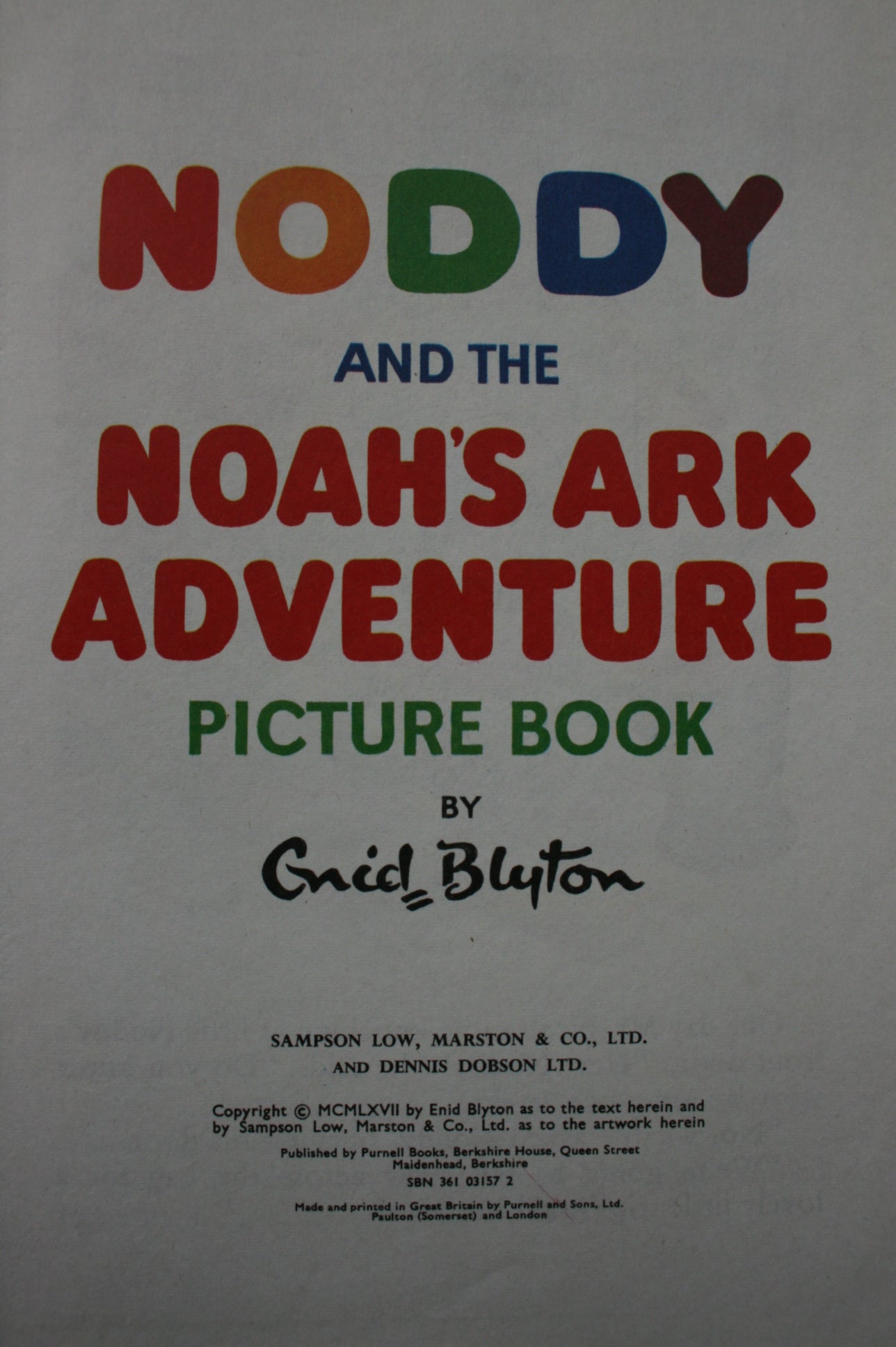 Three Vintage Noddy Picture Books. Noddy and His Passengers, Noddy ABC Toyland, Noddy and the Noah's Ark Adventure, Noddy's Toyland Friends, Noddy and His Car
