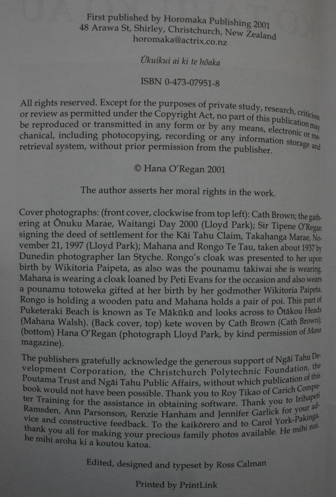 Ko Tahu, Ko Au. Kai Tahu Tribal Identity by Hana O'Regan.