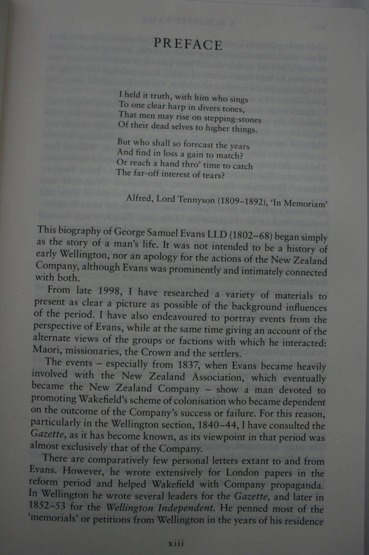A Blighted Fame: George S. Evans 1802 -1868, A Life. SIGNED inscription TO OWNER by AUTHOR Helen Riddiford.