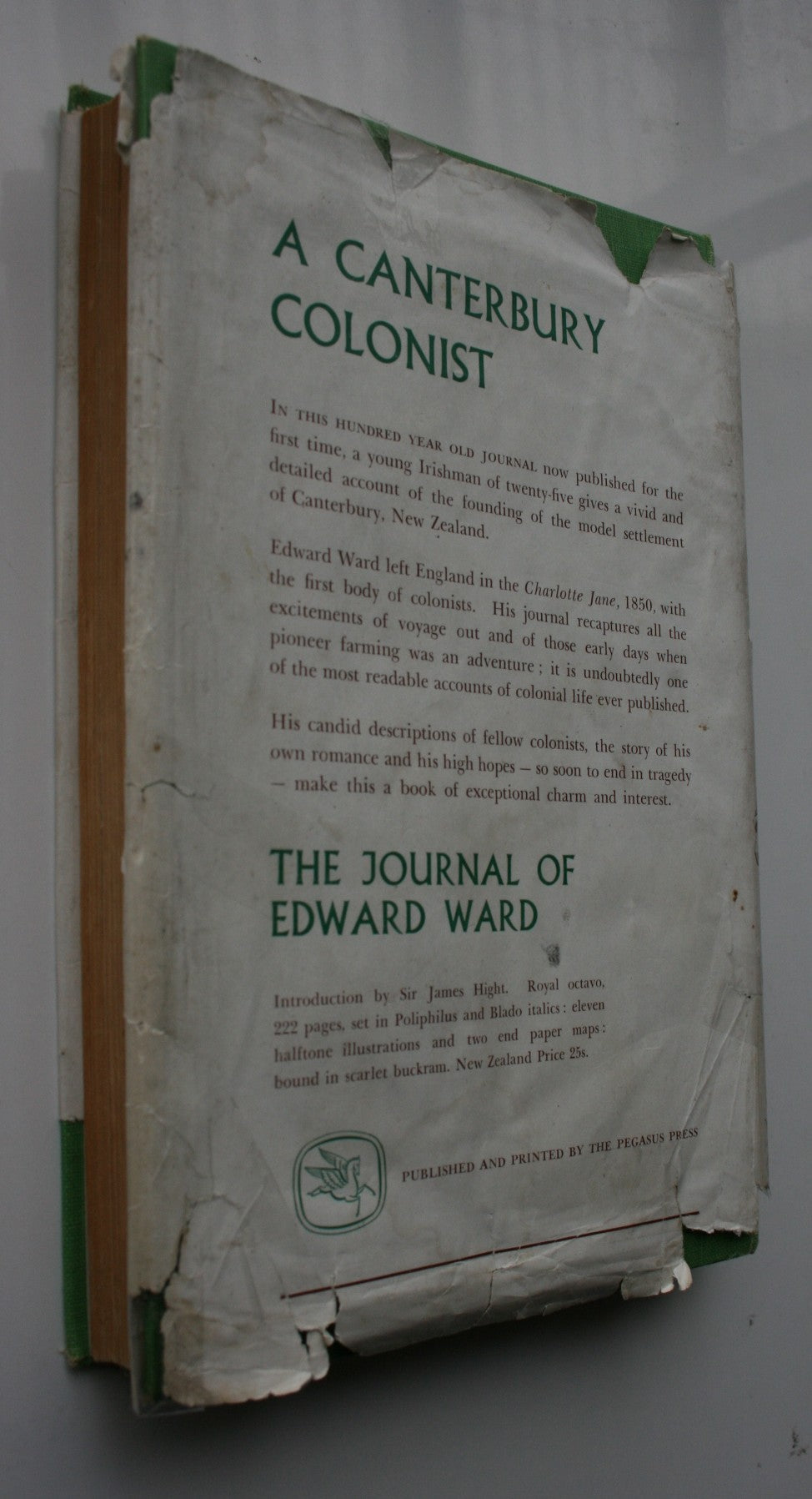 Squatter and Settler in the Waipara County. 1952. FIRST EDITION. by Douglas Cresswell.