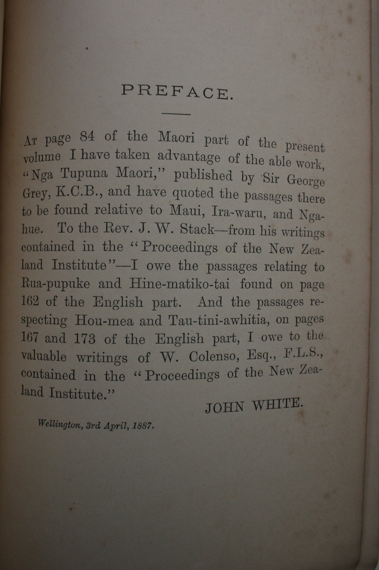The Ancient History of the Maori, His Mythology and Traditions. Vol II. Horo-Uta OR Taki-Timu Migration. 1889. FIRST EDITION.