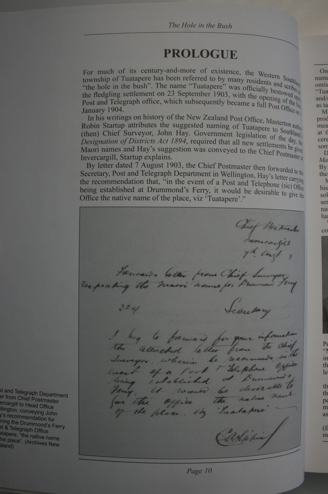 The Hole in the Bush: A Tuatapere Centennial Review. By Des Williams.