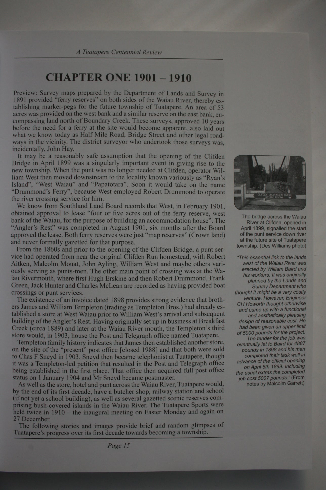 The Hole in the Bush: A Tuatapere Centennial Review. By Des Williams.