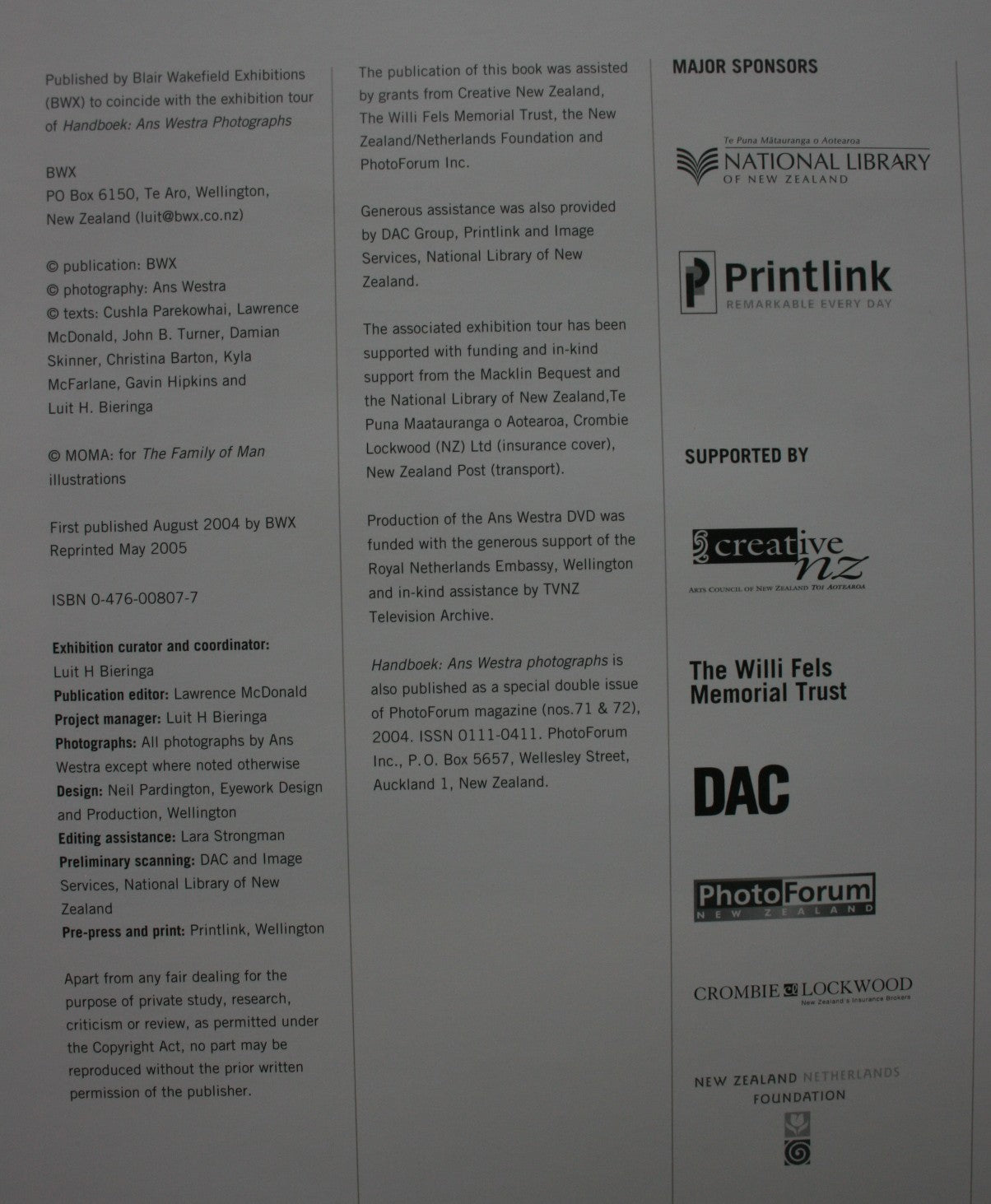 Handboek Ans Westra Photographs. BY ANS WESTRA.