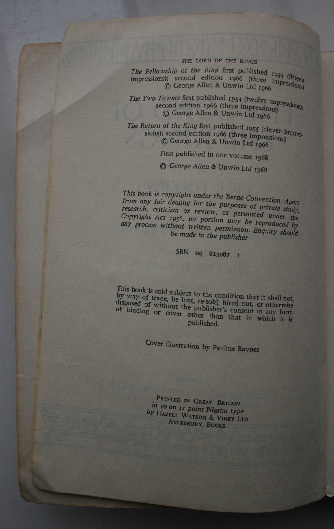 The Lord of the Rings. FIRST EDITION, first printing 1968. By J. R. R. Tolkien.