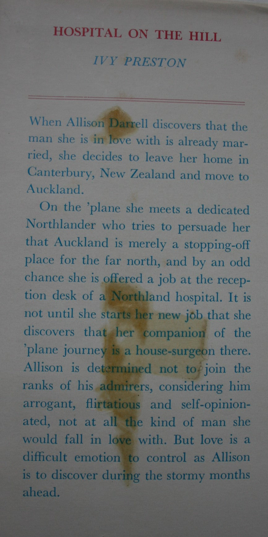 Choose one FIRST EDITION Ivy Preston NZ novel (Hardback)