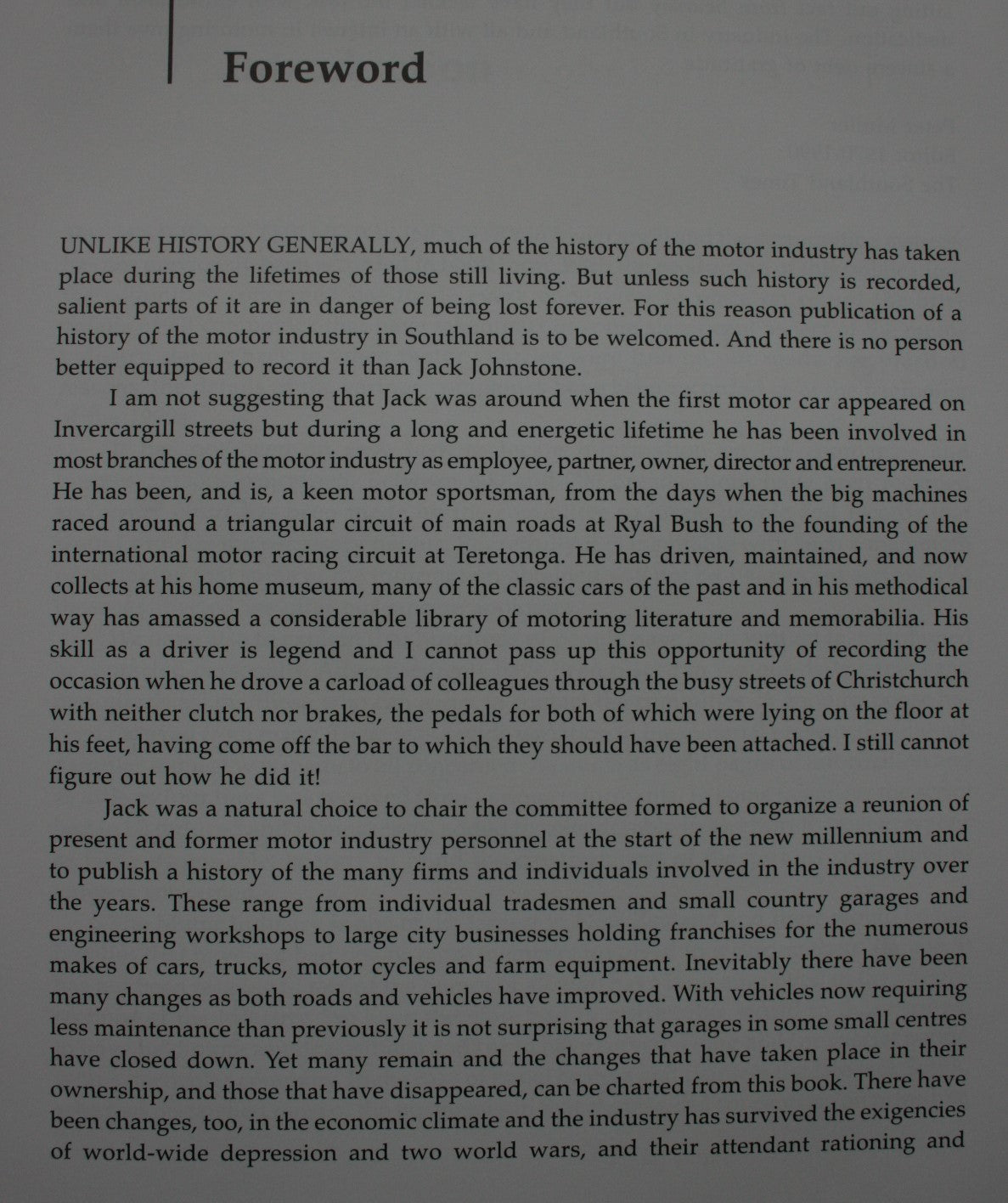 The Southern Motor Industry: The History of the Motor Industry in Invercargill and Surrounding Districts By Jack Johnstone.