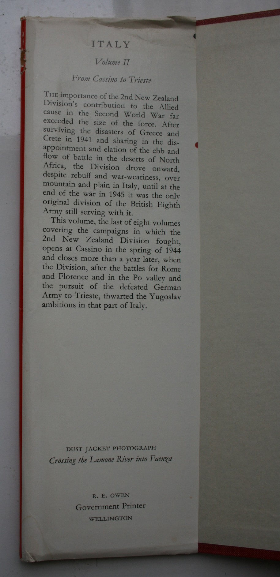 Italy Volume II. From Cassino to Trieste: Official History of New Zealand in the Second World War 1939-45. By W E Murphy.