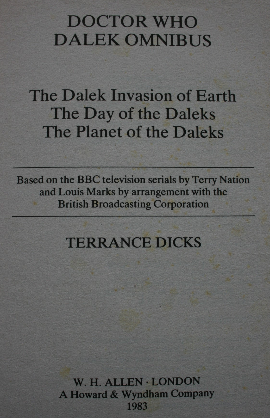 Doctor Who Dalek Omnibus By Terrance Dicks. – Phoenix Books Nz