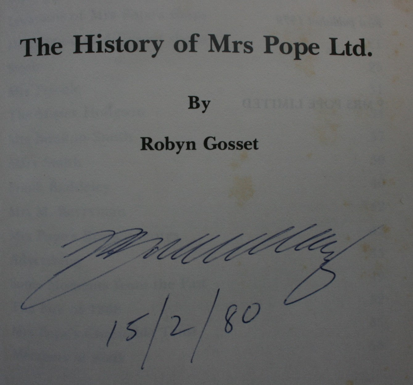 The History of Mrs Pope Ltd. SIGNED