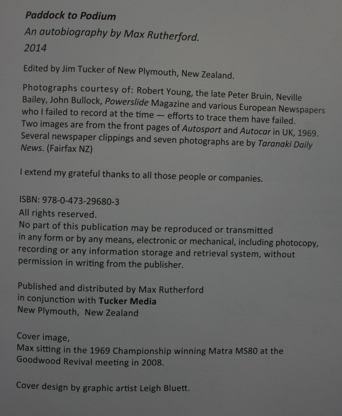 Paddock to Podium By Max Rutherford. – Phoenix Books NZ