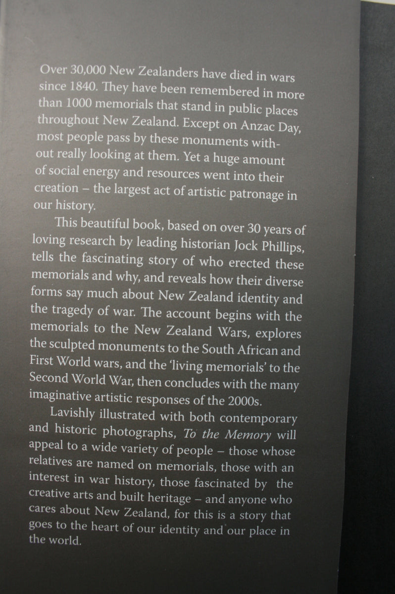 To the Memory New Zealand's War Memorials. HARDBACK by Jock Phillips ...