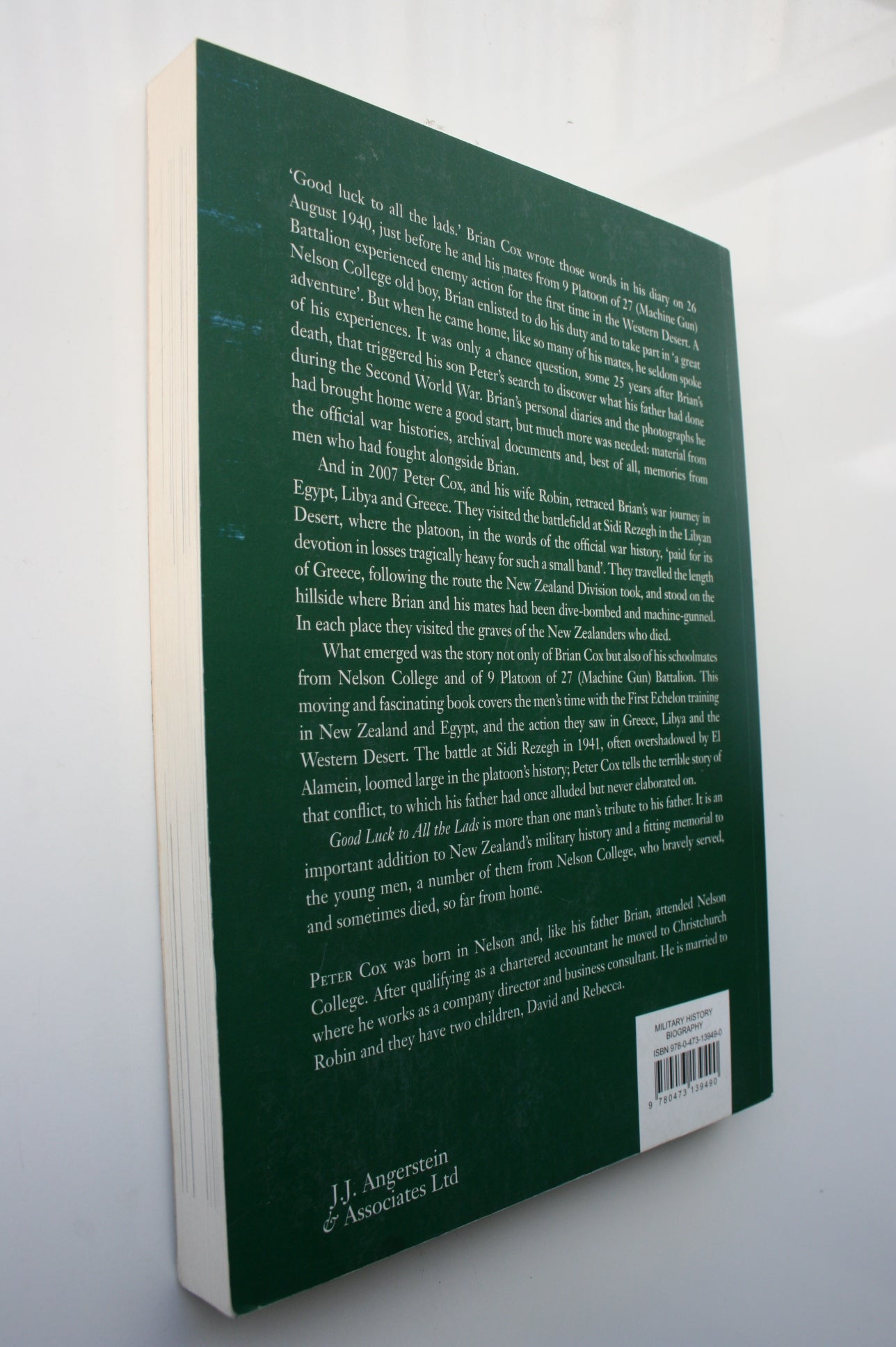 Good Luck to All the Lads the Wartime Story of Brian Cox 1939-43 By Peter Cox.