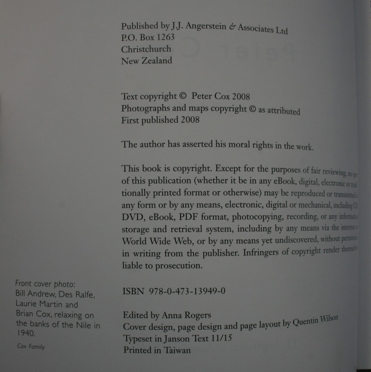 Good Luck to All the Lads the Wartime Story of Brian Cox 1939-43 By Peter Cox.