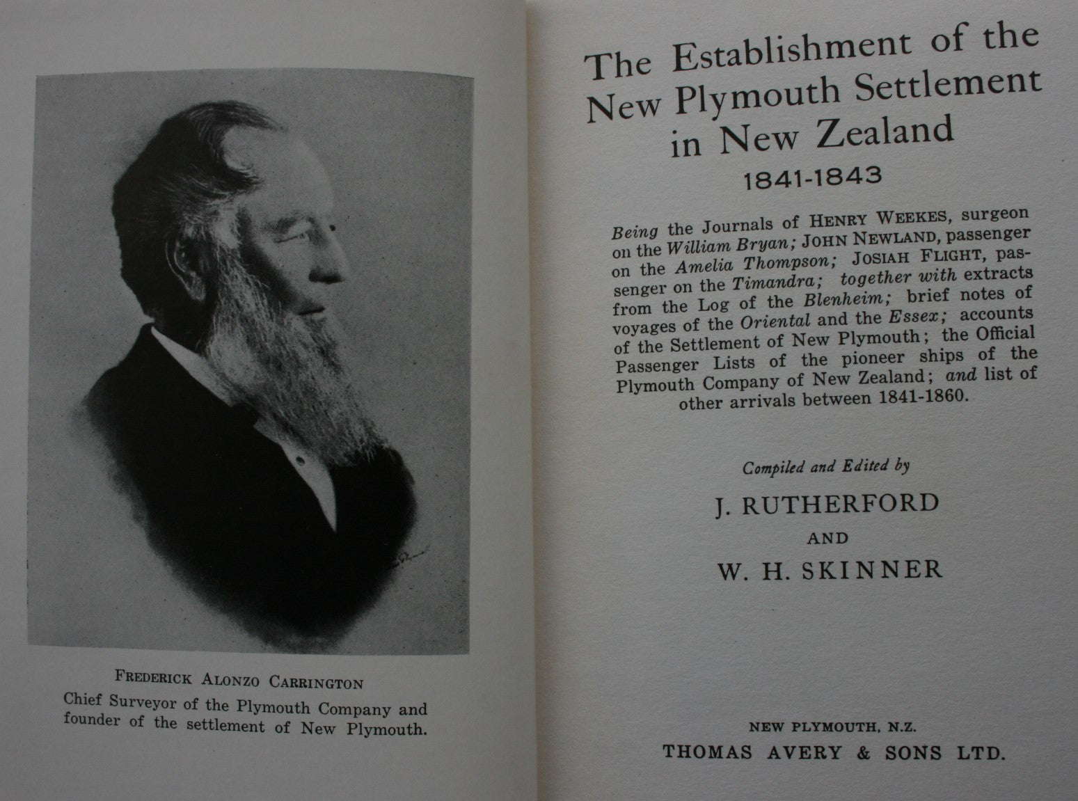 The Establishment Of The New Plymouth Settlement In New Zealand 1841-1843: