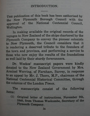 The Establishment Of The New Plymouth Settlement In New Zealand 1841-1843: