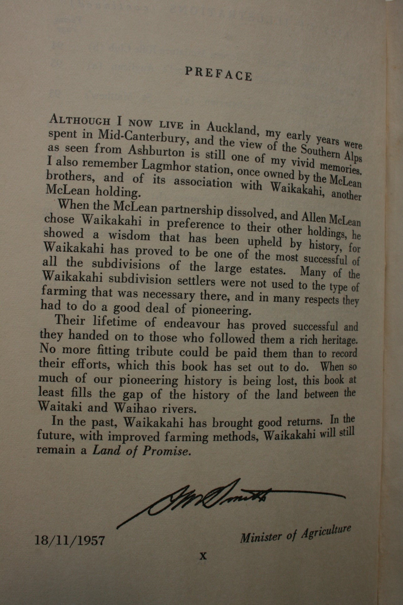Land of Promise: The Story of Waikakahi by William Vance. SIGNED BY AUTHOR.