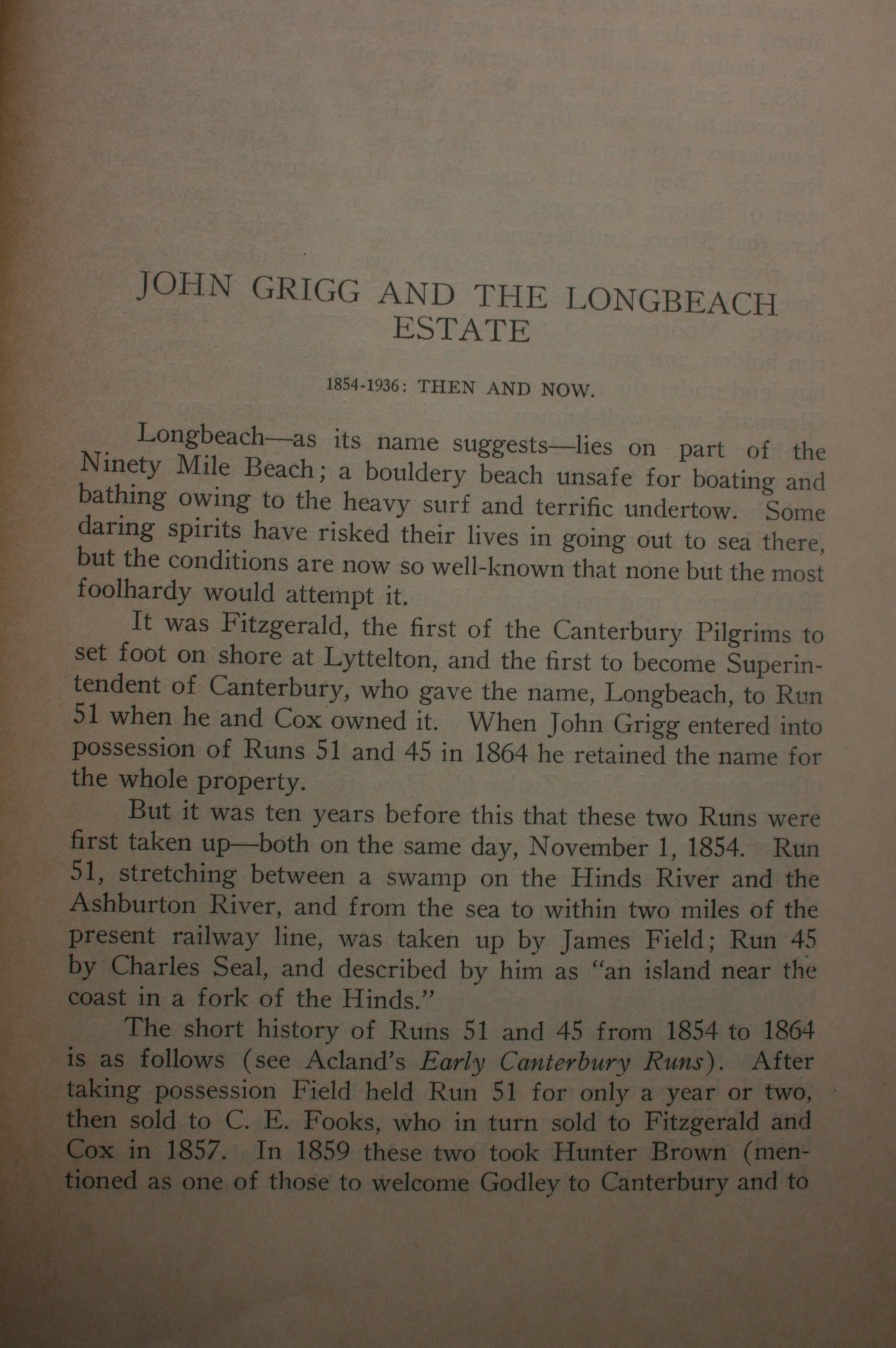 Ashburton New Zealand its Pioneers and its History 1853-1939. FIRST EDITION.