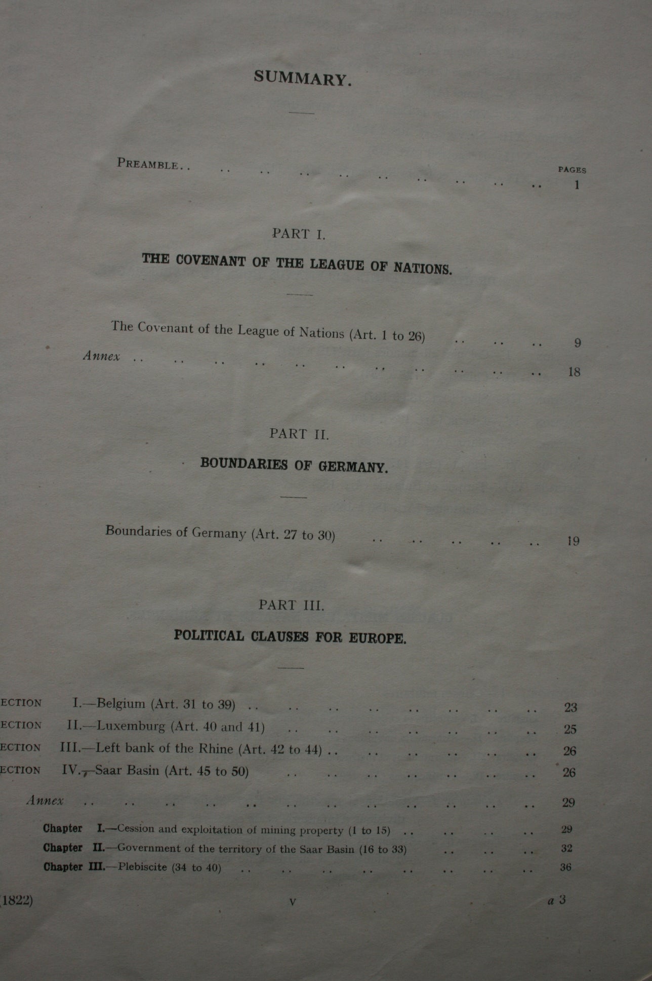 The Treaty Of Peace Between The Allied And Associated Powers And Germany, The Protocol annexed thereto, the Agreement respecting the military occupation of the territories of the Rhine