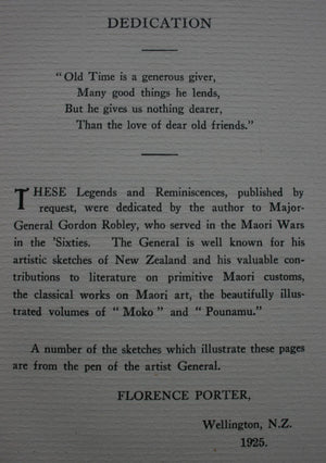 Legends of the Maori and Personal Reminiscences of the East Coast of New Zealand by The Late Colonel Porter.