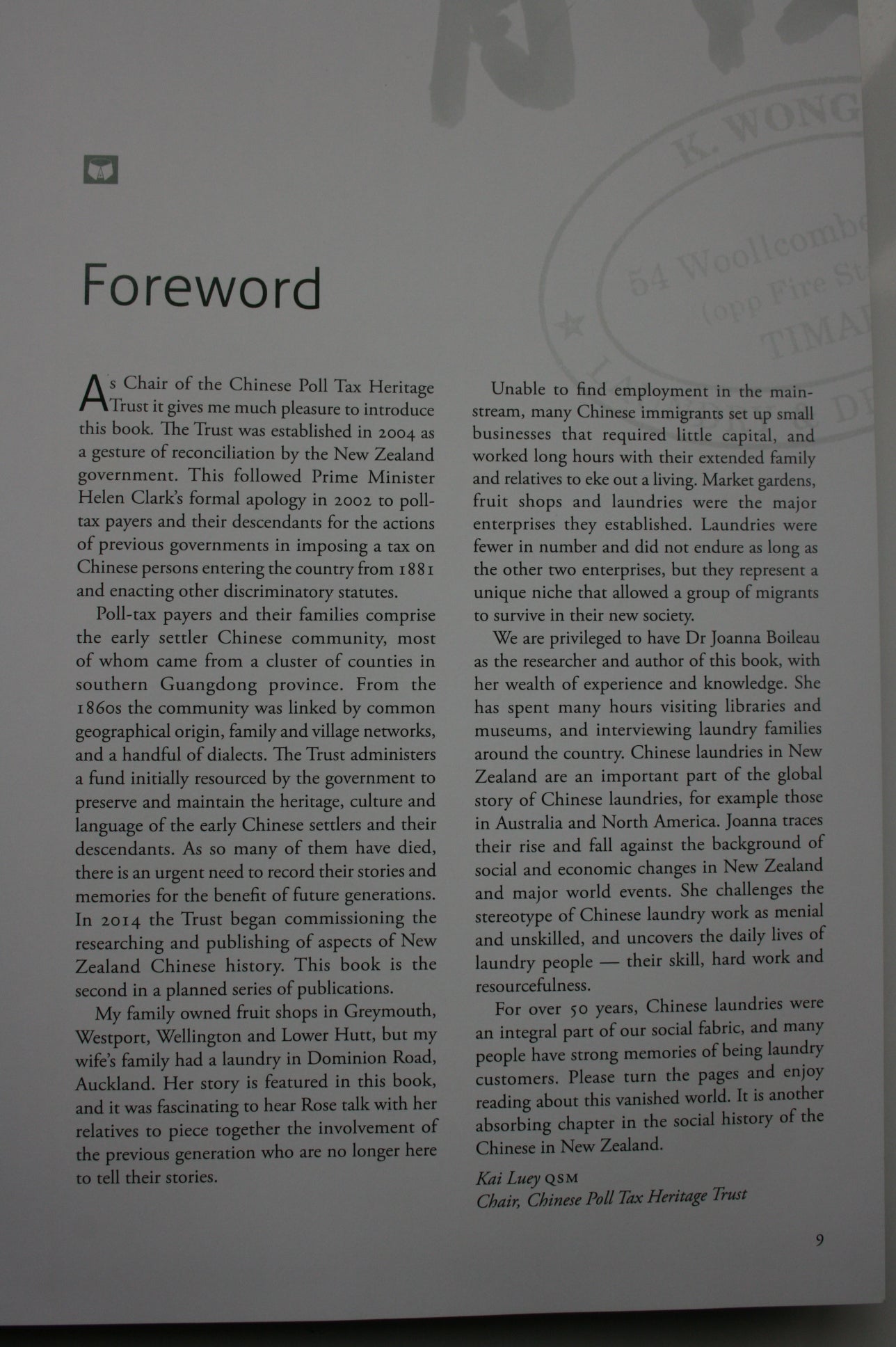 Starch Work Done by Experts: Chinese Laundries in Aotearoa New Zealand by Joanna Boileau. VERY SCARCE.