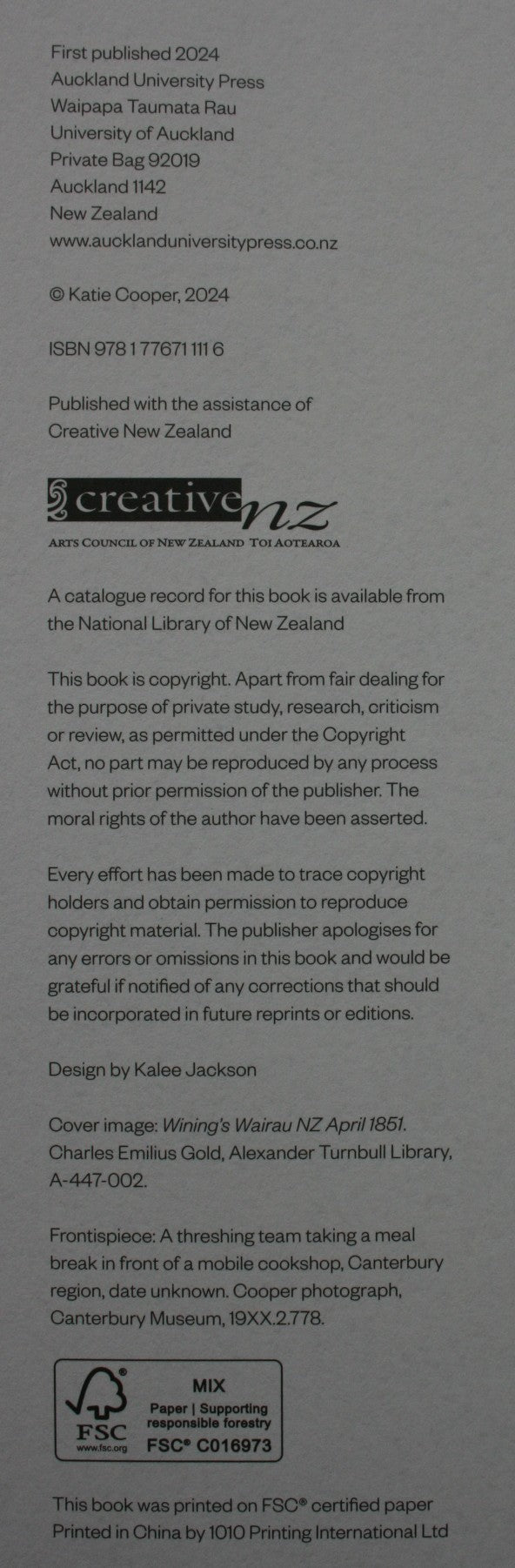 Rewena and Rabbit Stew The Rural Kitchen in Aotearoa, 1800–1940 By Katie Cooper. SIGNED BY AUTHOR.