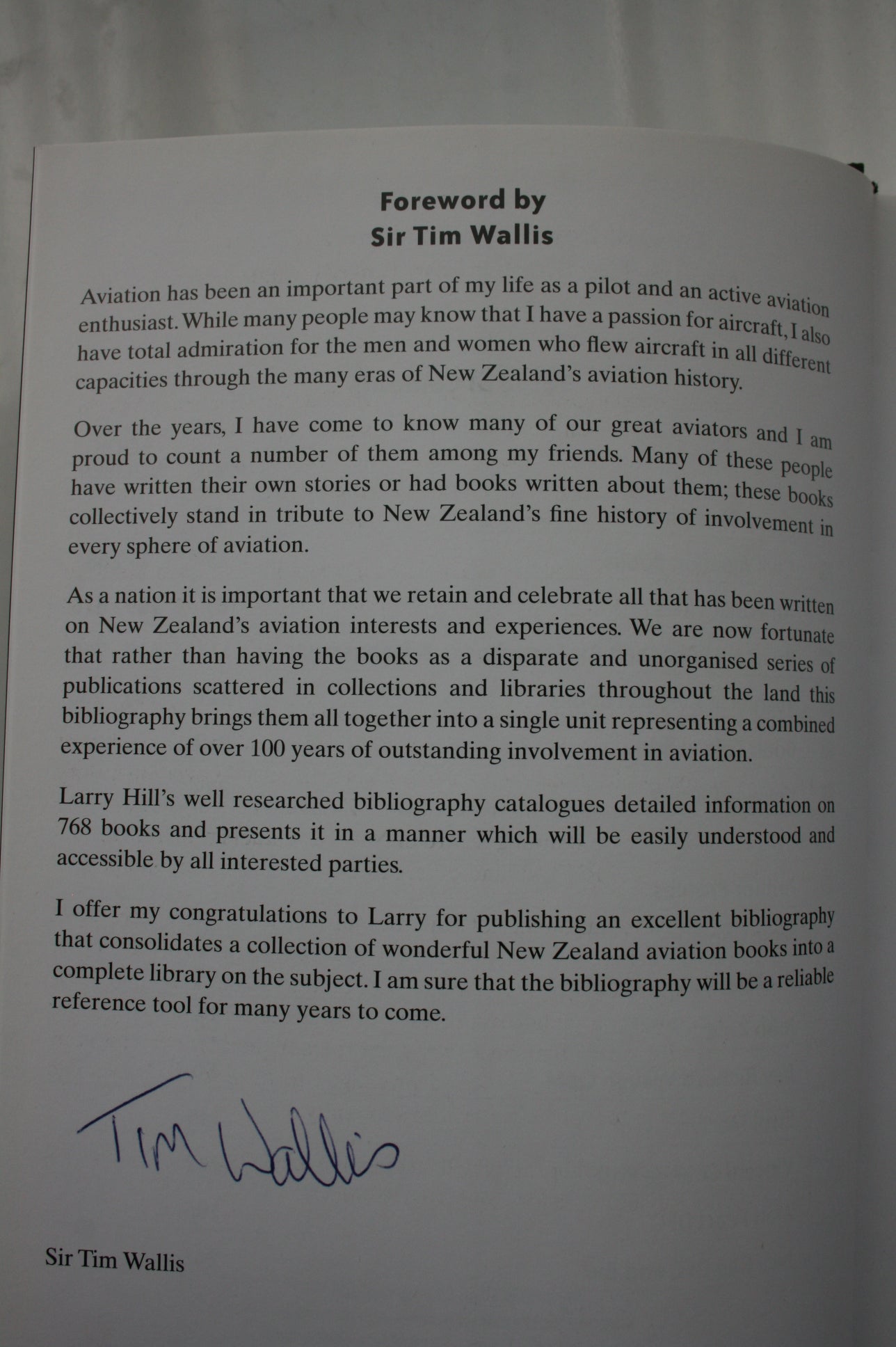 An Aviation Bibliography for New Zealand. SIGNED COLLECTOR'S EDITION, HARDBACK.