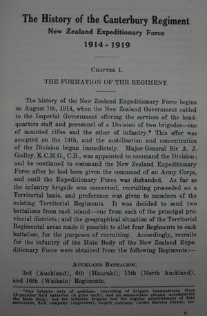 History of the Canterbury Regiment. N.Z.E.F. 1914-1919 by Capt David Ferguson.