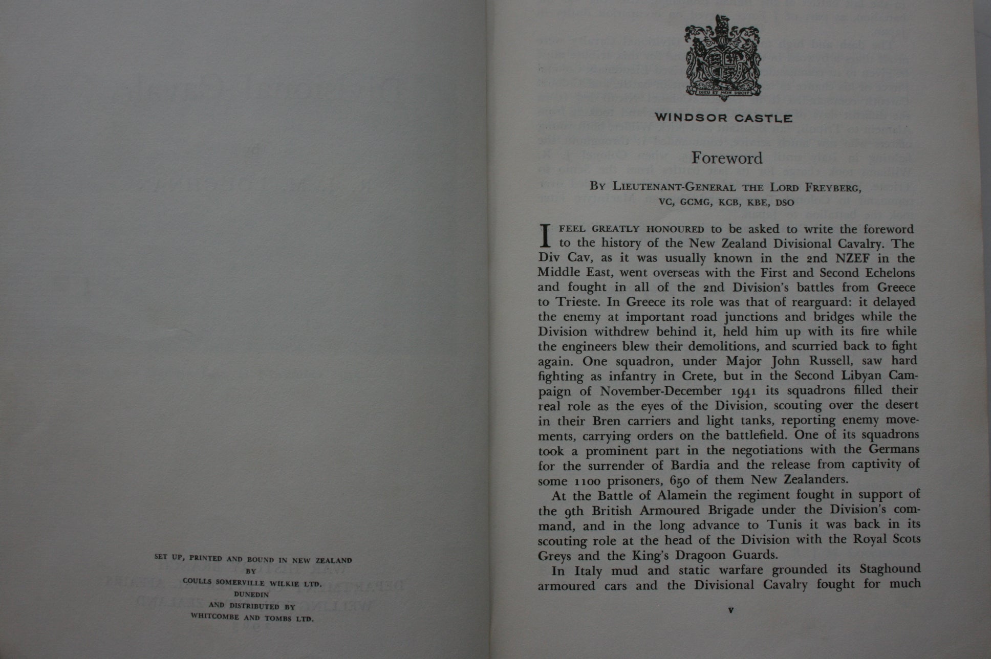 Divisional Cavalry: Official History of New Zealand in the Second World War 1939 - 45 by R J Loughnan.