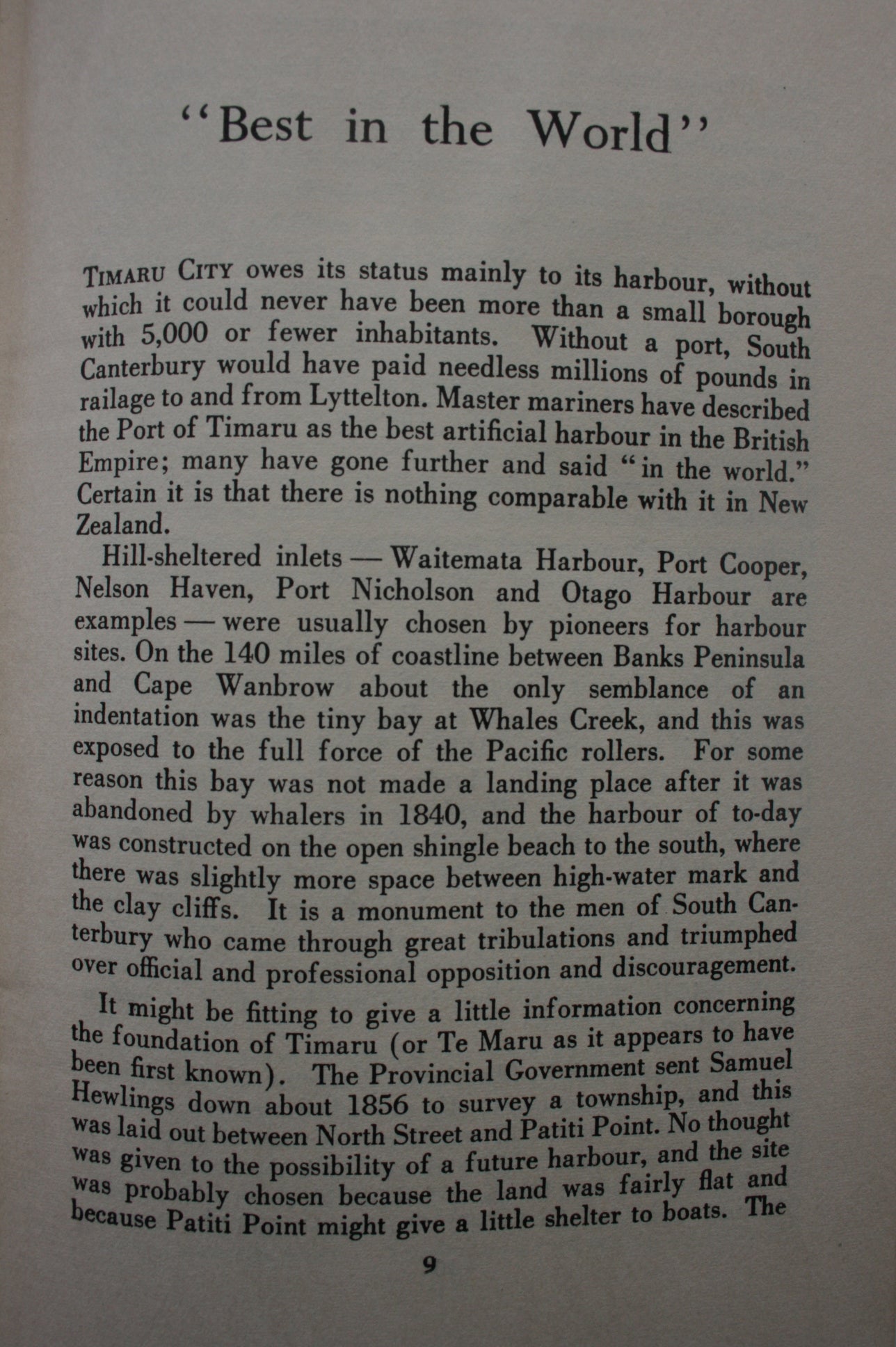The Port of Timaru 1852-1955. By Charles E Hassall. 1955. First Edition.