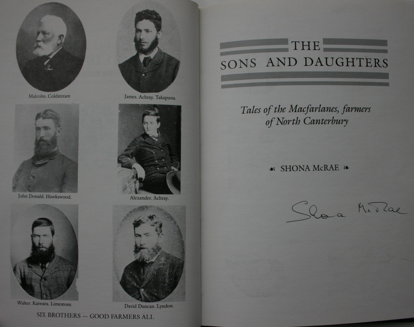 Sons and Daughters : Tales of the Macfarlanes, Farmers of North Canterbury by Shona McRae. SIGNED BY AUTHOR.