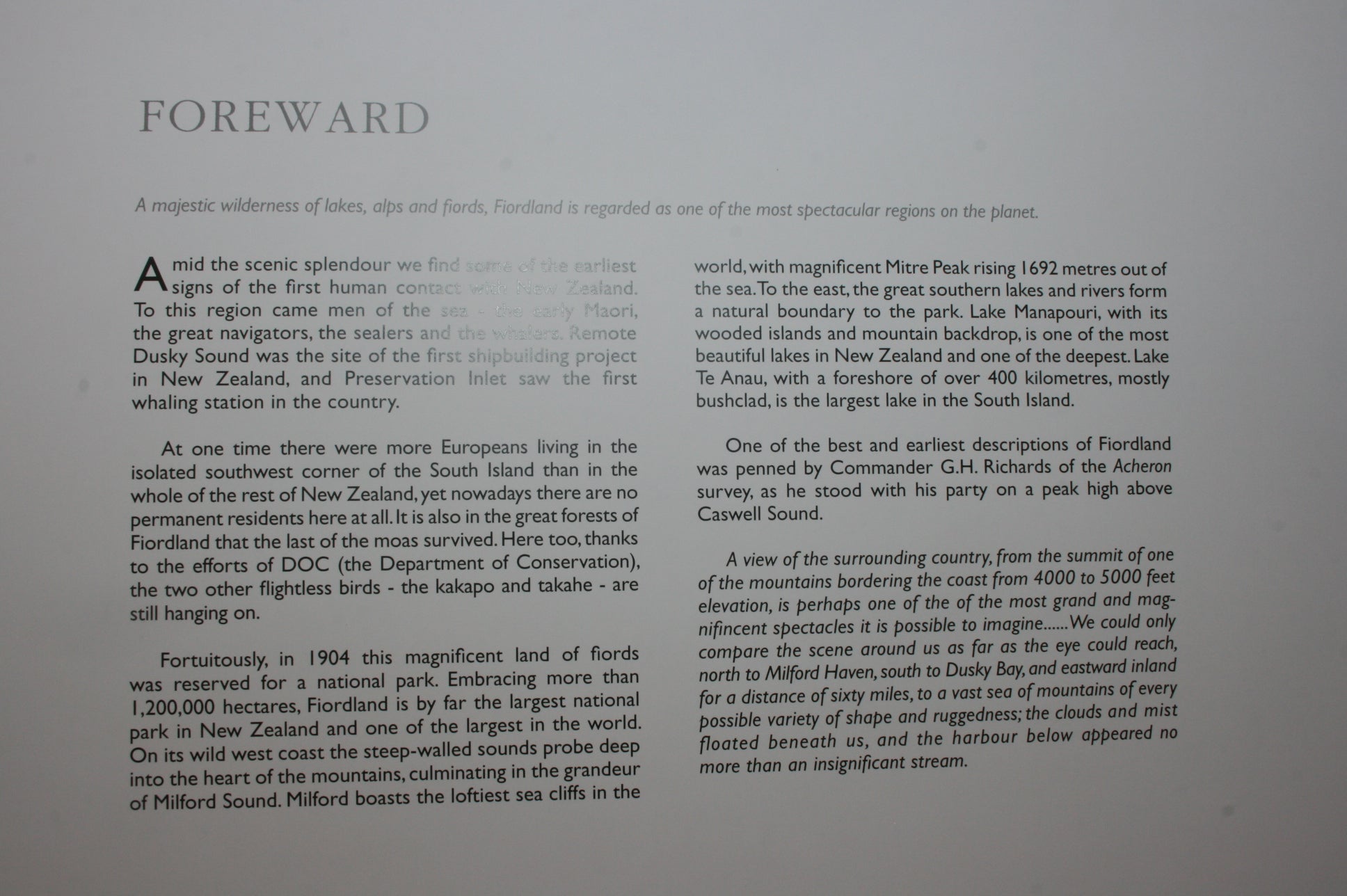 Fiordland: Landscape and Life: Exploring New Zealand's Last Great Wilderness by Roger Wandless; John Hall-Jones.