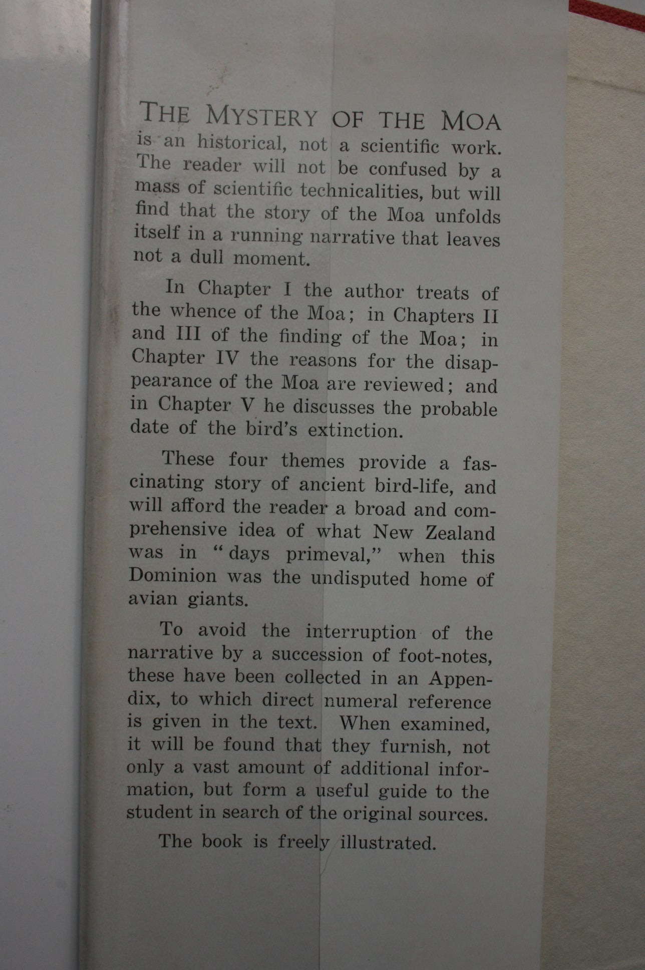 The Mystery of the Moa: New Zealand's Avian Giant by T. Lindsay Buick. 1931. FIRST EDITION. VERY SCARCE.