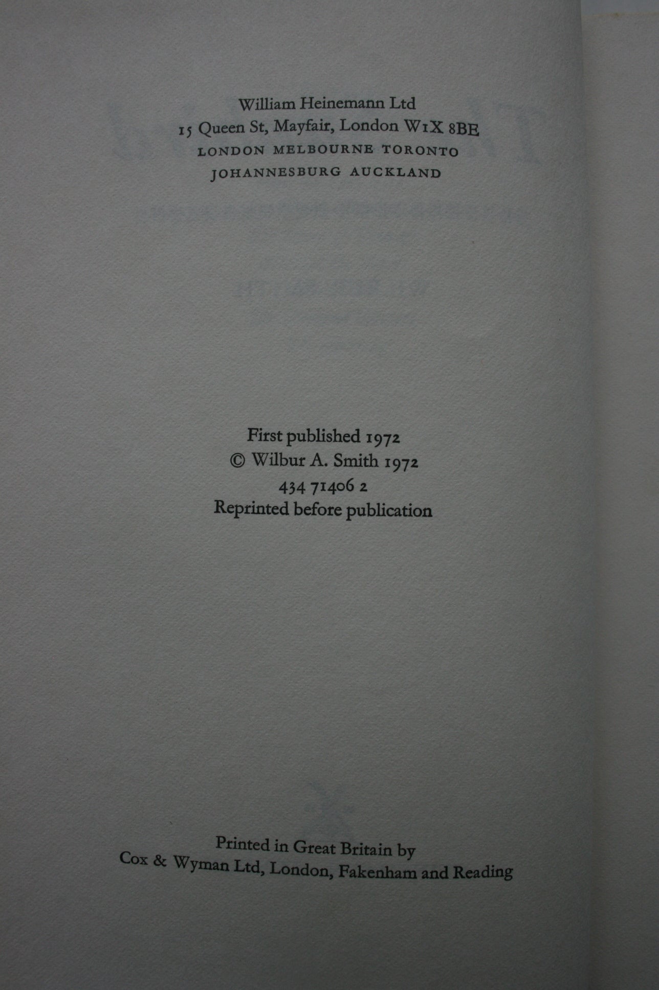 The Sunbird. First Edition 1972. By Wilbur Smith