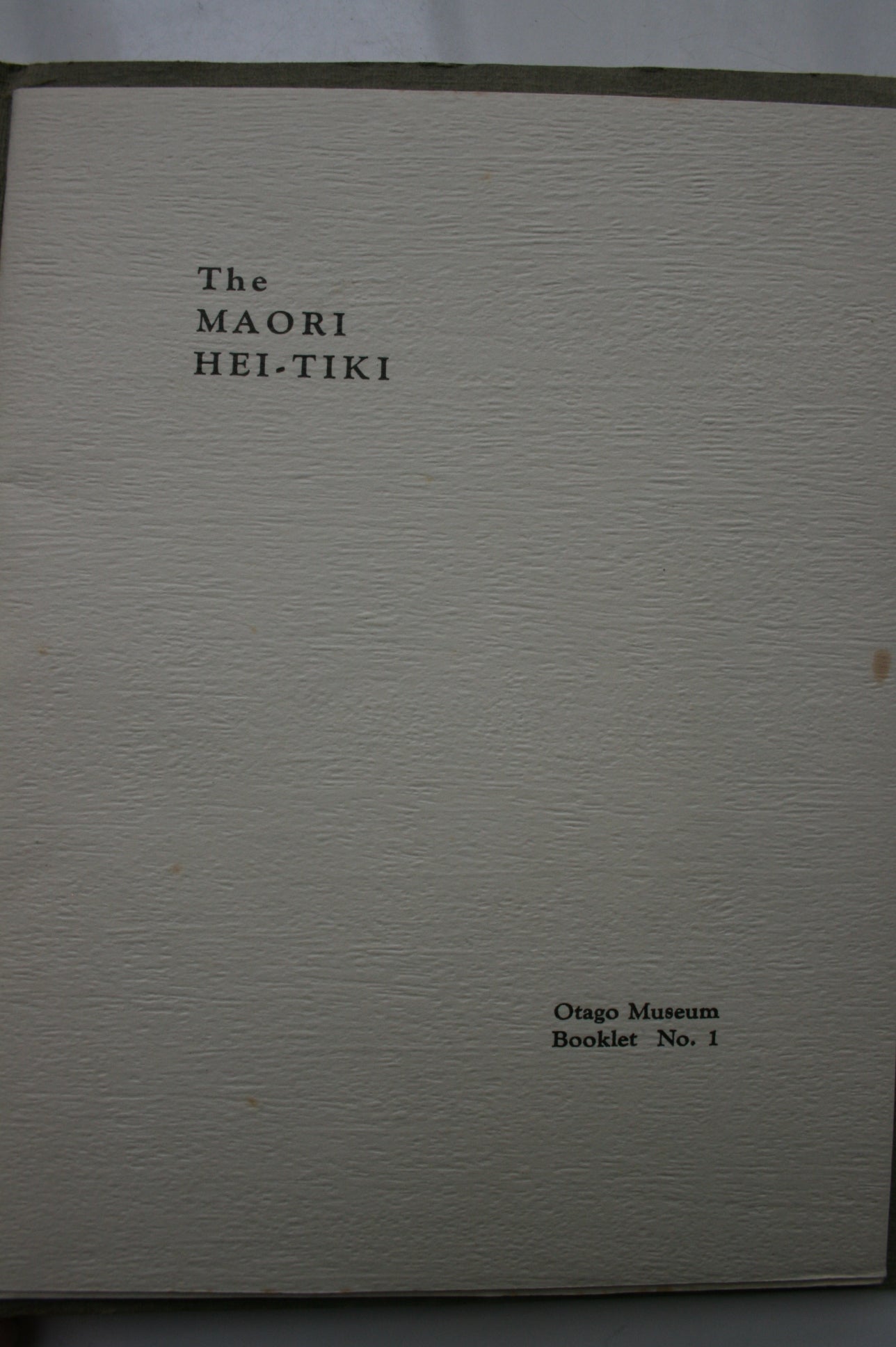 The Maori Hei-Tiki by H. D. Skinner. VERY RARE.