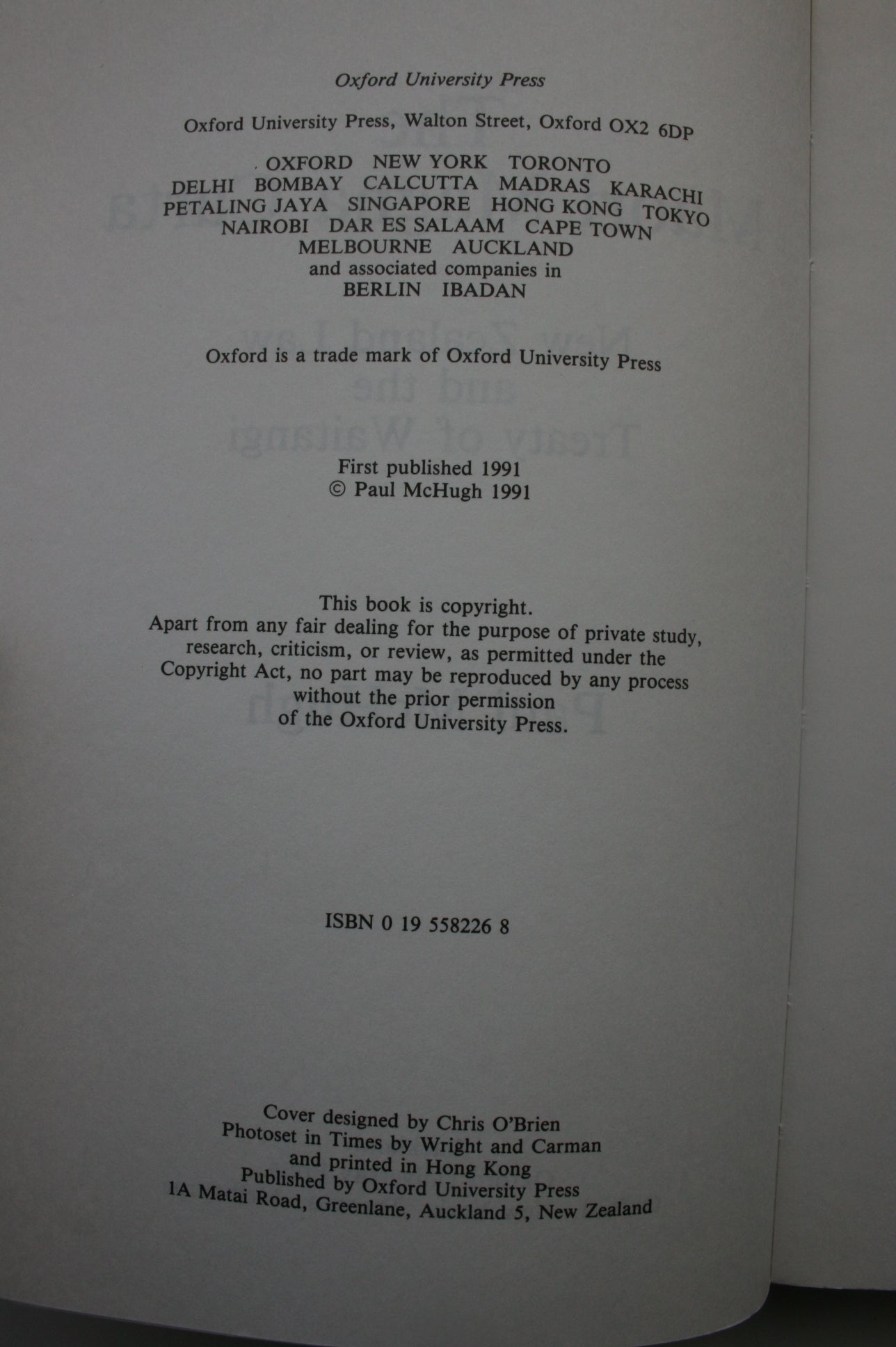 The Maori Magna Carta: New Zealand Law and the Treaty of Waitangi by Paul McHugh.