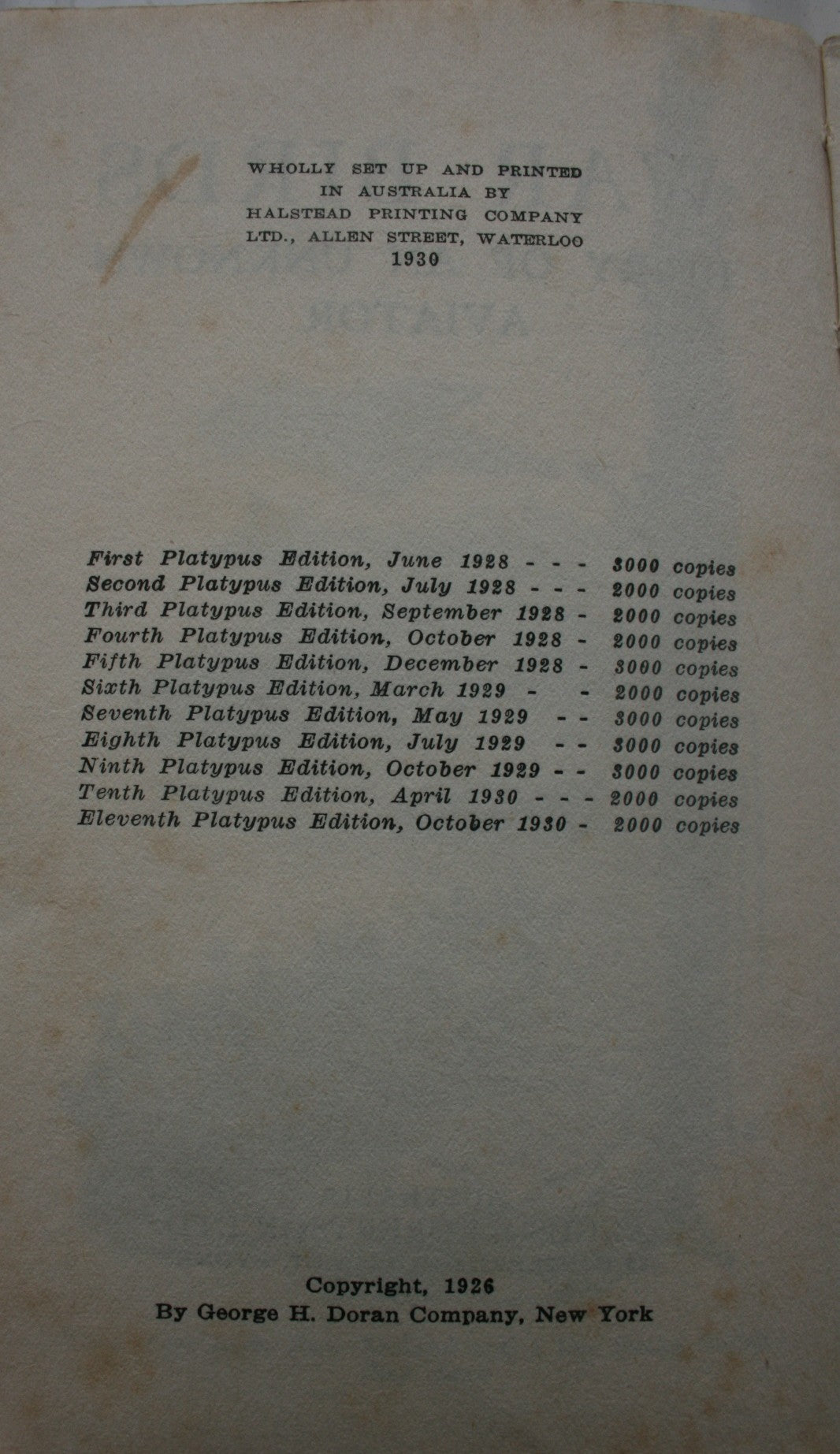 War Birds Diary of an Unknown Aviator. 1930.