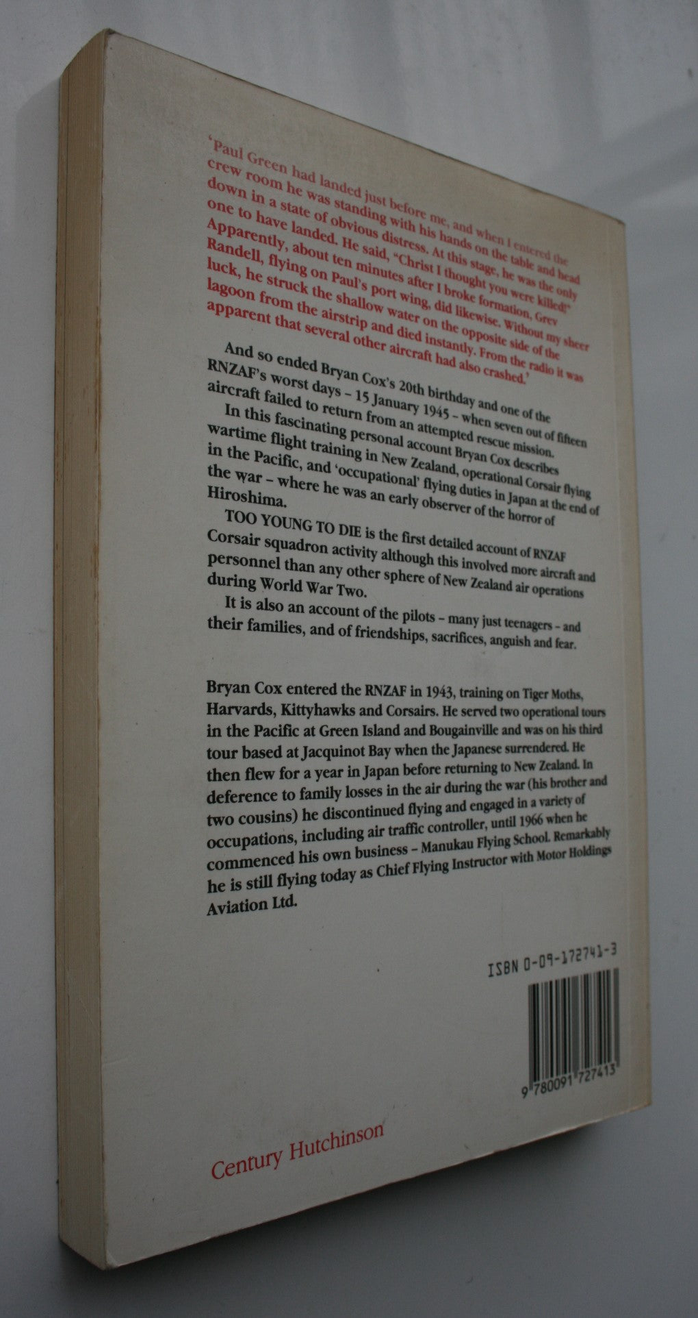 Too Young to Die. Story of a New Zealand Fighter Pilot in the Pacific War by Bryan Cox.