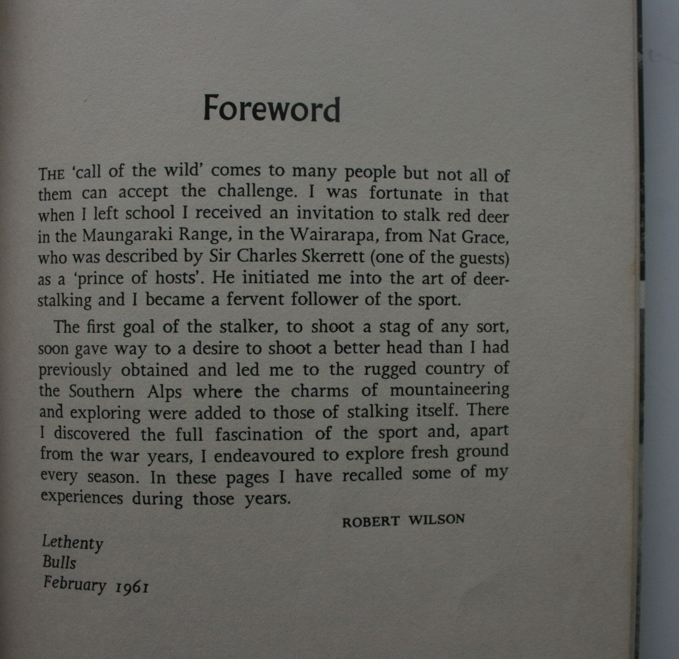 My Stalking Memories by Major R.A. Wilson. 1961, FIRST EDITION, FIRST PRINTING.