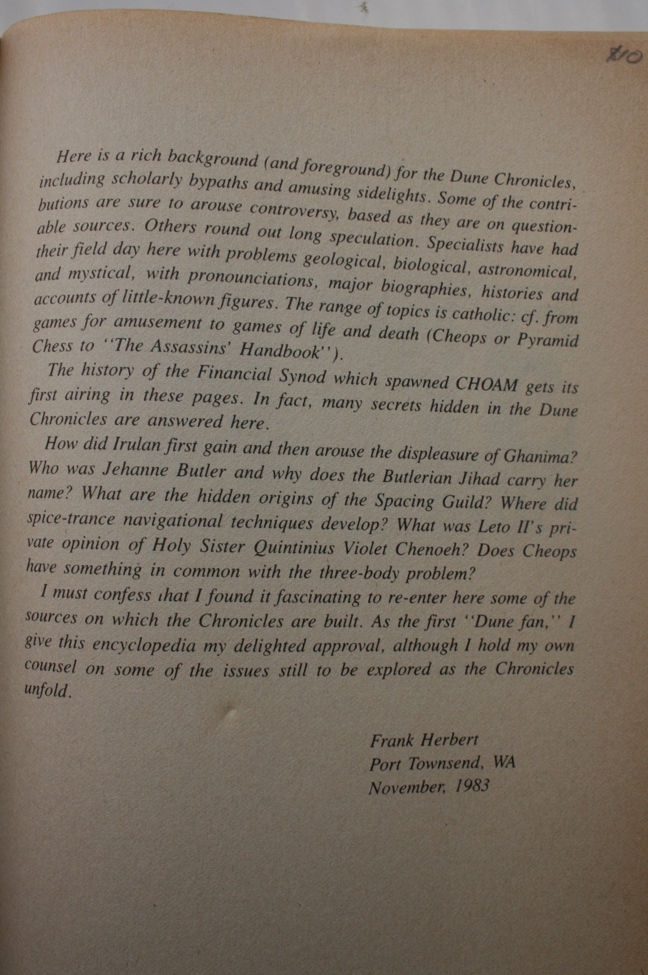 The Dune Encyclopaedia By Willis E. McNelly (Edited by). RARE.