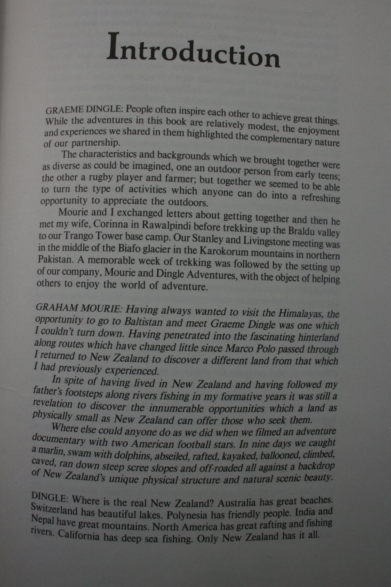 New Zealand Adventures by Graham Mourie And Graeme Dingle.&nbsp;